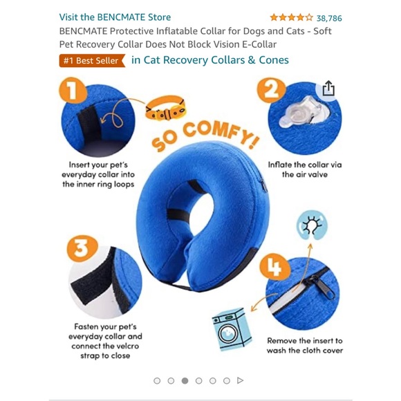 6/$20 Bencmate Inflatable Collar injuries, rashes, post surgery Large 12-18" NWT - Picture 7 of 12